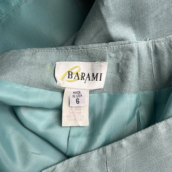 Vintage Turquoise Linen Pencil Skirt Size 6 - Picture 4 of 5